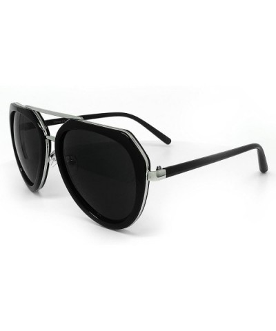 6076 Premium Retro Mirror Funky Fashion Revo Flat Top Aviator Sunglasses - Premium - CE183NRNLZX $17.55 Oversized