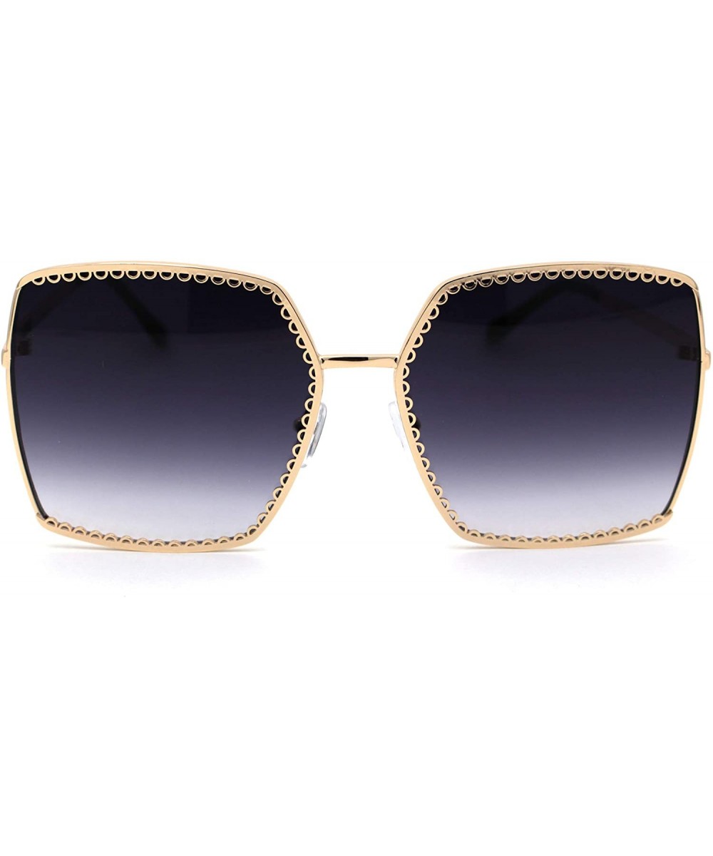 Womens Metal Jewel Lace Rim Rectangular Butterfly Sunglasses - Gold Smoke - CY19624OX7Z $10.35 Rectangular