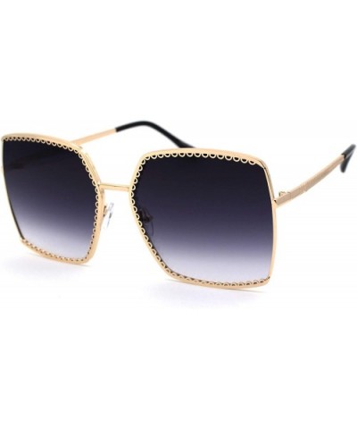 Womens Metal Jewel Lace Rim Rectangular Butterfly Sunglasses - Gold Smoke - CY19624OX7Z $10.35 Rectangular