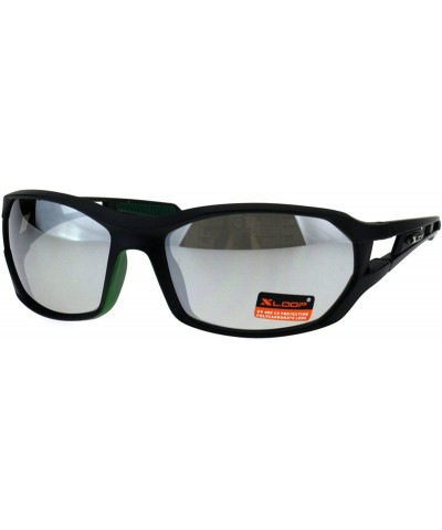 Xloop Mens Sunglasses Matted Oval Wrap Around Sports Shades UV 400 - Black Green - CW18GLX423N $7.10 Wrap