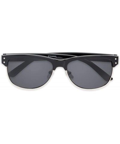 Sunglass Warehouse Folsom- Plastic Browline Men's & Women's Full Frame Sunglasses - Black Frame With Grey Lenses - CH12O2AQCZ...
