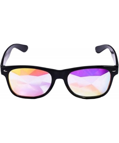 Kaleidoscope Glasses Eyewear Rainbow Rave Prism Diffraction Crystal Lens Sunglasses Goggles - Black - CF196EZ788T $4.88 Goggle