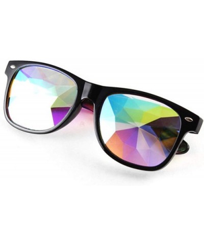 Kaleidoscope Glasses Eyewear Rainbow Rave Prism Diffraction Crystal Lens Sunglasses Goggles - Black - CF196EZ788T $4.88 Goggle