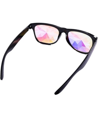 Kaleidoscope Glasses Eyewear Rainbow Rave Prism Diffraction Crystal Lens Sunglasses Goggles - Black - CF196EZ788T $4.88 Goggle