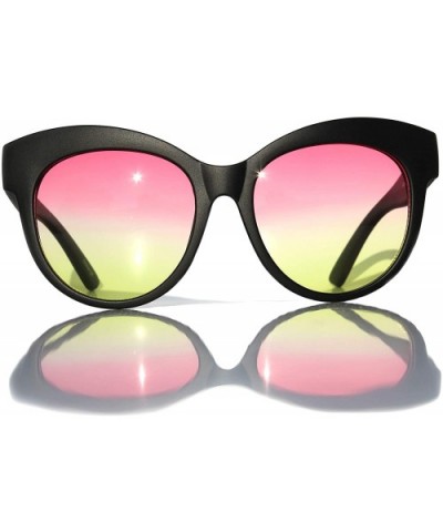 SIMPLE Cat Eye Style Oversized Fashion Sunglasses for Women with Gradient Lens - Red - CI18Z9SACR4 $9.23 Oversized