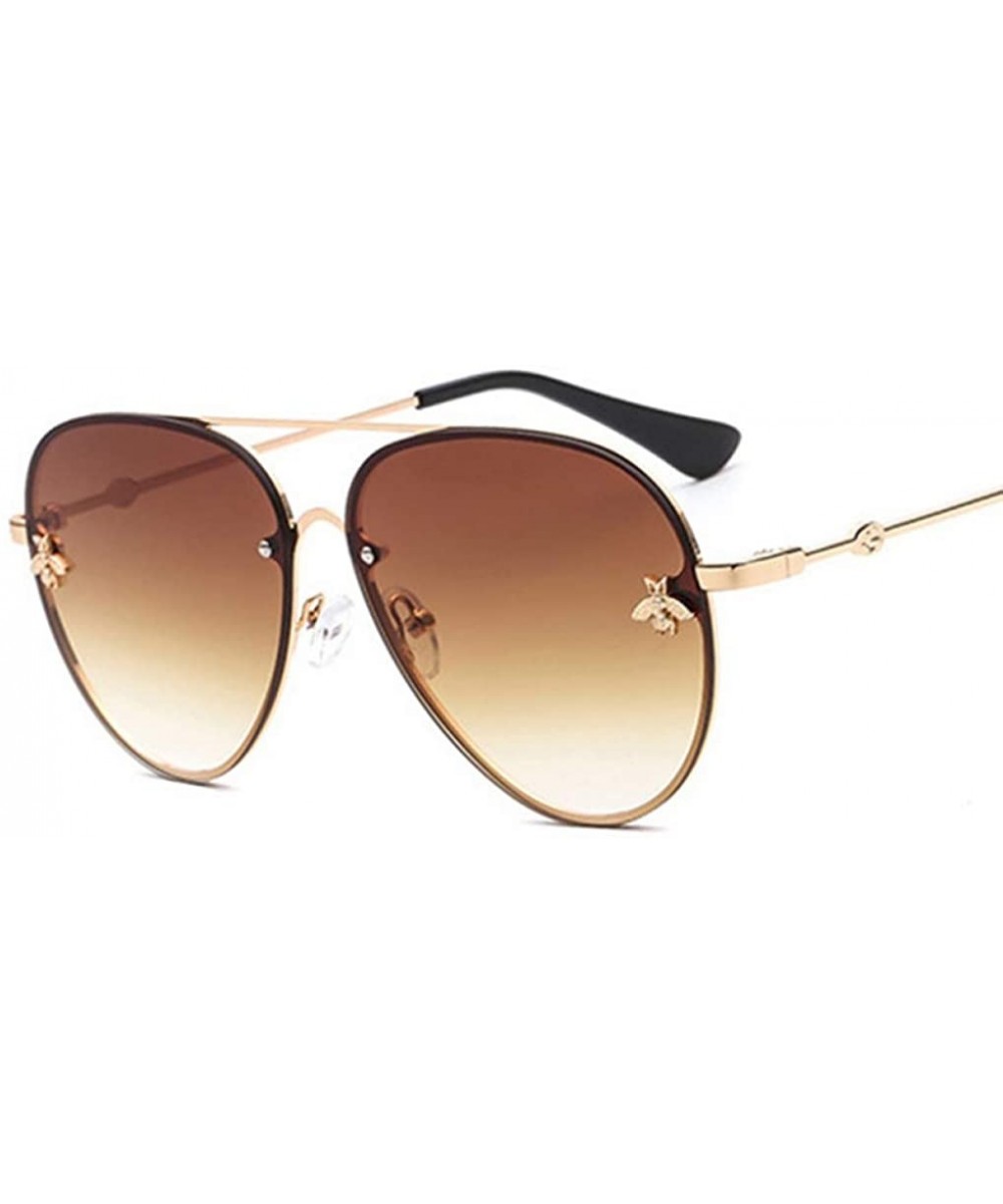Pilot Brand Desidn Sunglasses For Women Sun Glasses Little Bee Decoration Eyewear Pink Gradient Lenses UV400 - CX18RN6ITZZ $1...