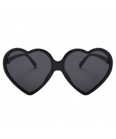 Heart Shaped Oversized Sunglasses Integrated - Black - CU18OZQUOEI $5.66 Oversized