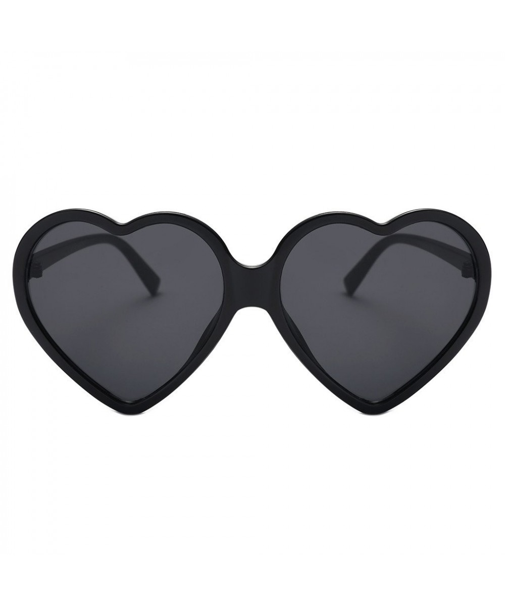 Heart Shaped Oversized Sunglasses Integrated - Black - CU18OZQUOEI $5.66 Oversized