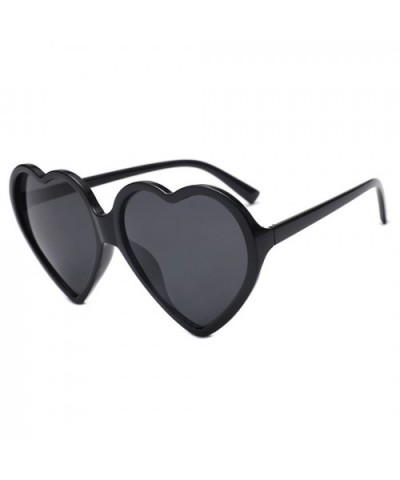 Heart Shaped Oversized Sunglasses Integrated - Black - CU18OZQUOEI $5.66 Oversized