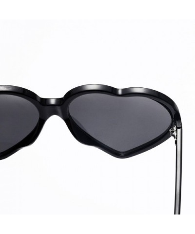 Heart Shaped Oversized Sunglasses Integrated - Black - CU18OZQUOEI $5.66 Oversized