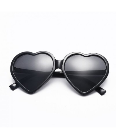 Heart Shaped Oversized Sunglasses Integrated - Black - CU18OZQUOEI $5.66 Oversized