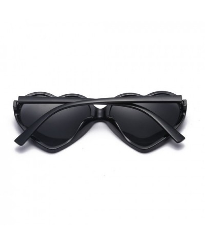 Heart Shaped Oversized Sunglasses Integrated - Black - CU18OZQUOEI $5.66 Oversized