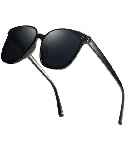 Unisex Sunglasses Retro Black Grey Drive Holiday Oval Non-Polarized UV400 - Black Grey - C818R5TC7NK $6.95 Oval