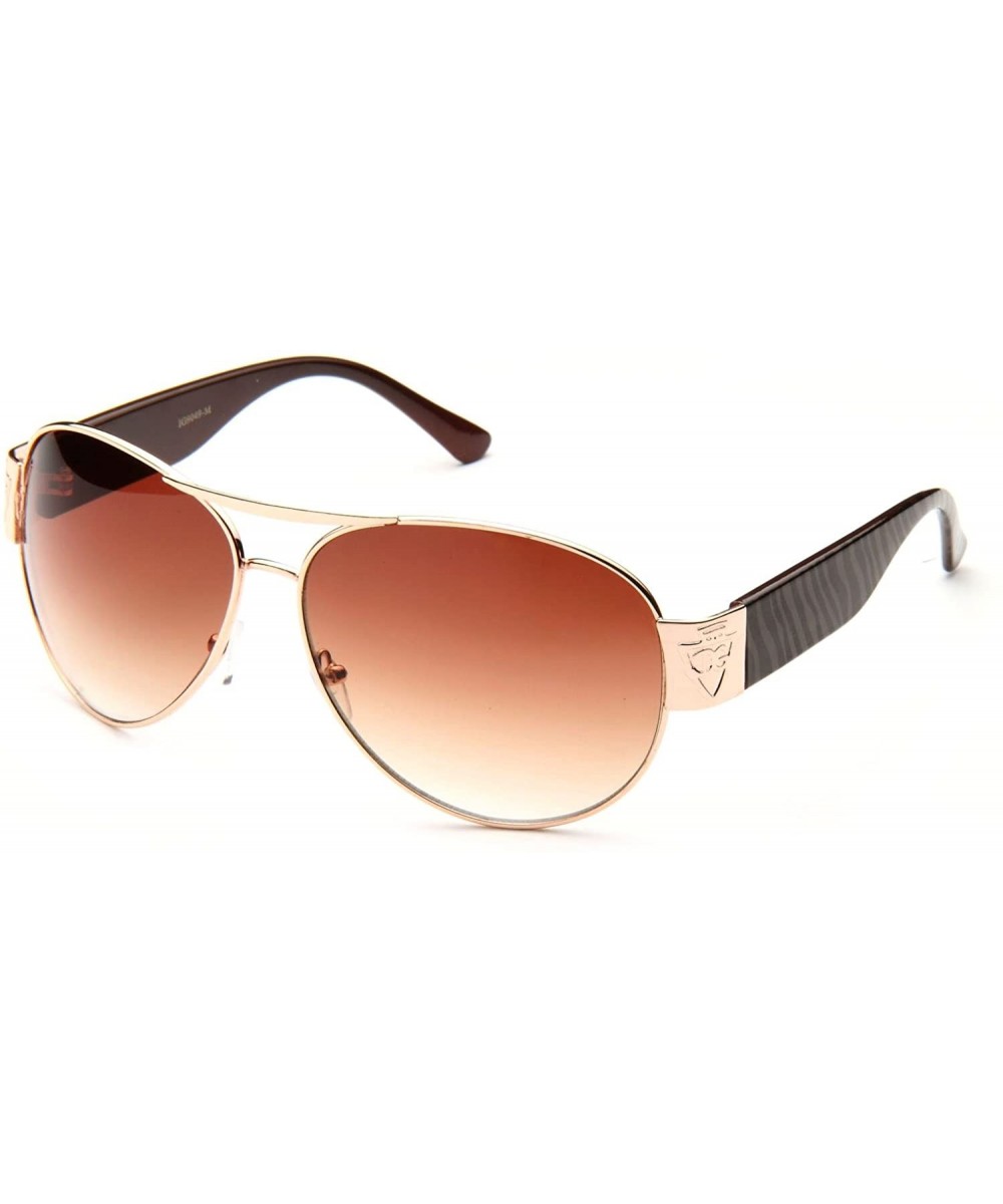 Big Oversized Aviator Fashion Sunglasses UV Protection Metal New Model - Brown Zebra - CC12EA1BCNT $7.81 Oversized