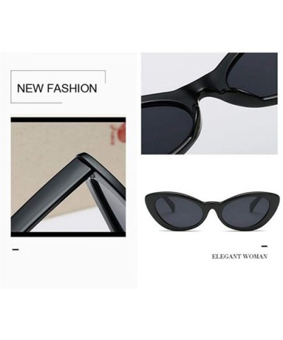 Small Oval Sunglasses Women Cat Eye Brand Designer Vintage Retro Yellow Black - White Black - C018Y3O8LX2 $6.95 Oval