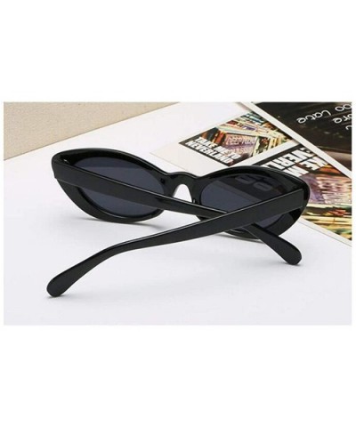 Small Oval Sunglasses Women Cat Eye Brand Designer Vintage Retro Yellow Black - White Black - C018Y3O8LX2 $6.95 Oval