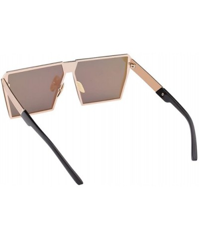 TrendyMate-Womens Men Reflective Mirror Large Square Metal Rimmed Sunglasses Unisex - Gold Blue - CJ18337AG0A $7.68 Square