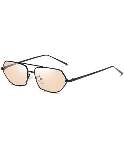 New polygon ladies fashion irregular metal frame square brand luxury designer women's sunglasses - Black&tea - C318T987OUC $9...