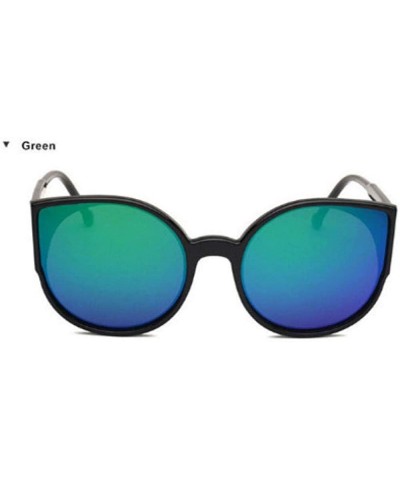 Coating Reflective Mirror Sunglasses Women Men Cat Eye Sun Glasses Gray Black - Green - CA18YR6KXQ8 $5.98 Aviator