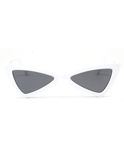 Cromilo Retro Vintage Cat Eye Sunglasses for Women Small Triangle Clout Goggles - White - CO18CUW84EW $10.84 Oversized