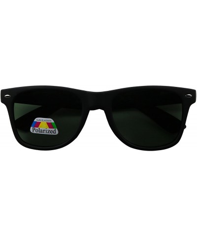 Polarized Retro 80's Classic Round Black Matte Soft Sunglasses - Matte Black Frame With Green Lens - C012GW4OST3 $8.70 Round