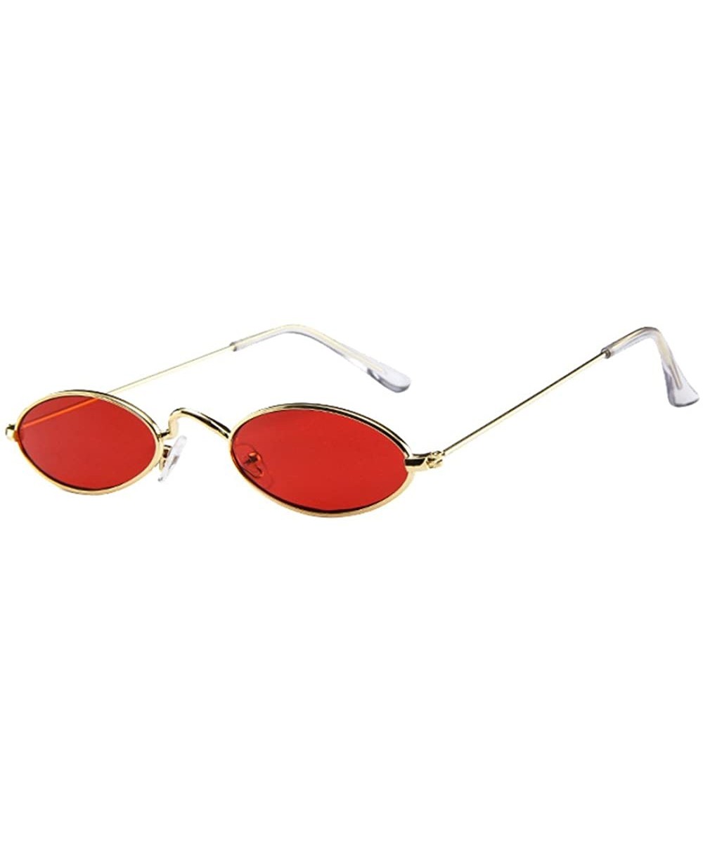 Men Women Retro Small Oval Sunglasses - Fashion Metal Frame Shades Eyewear - C - CK196OIAD4R $10.27 Rimless