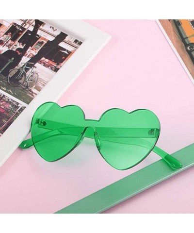 Heart Shape Sunglasses Party Sunglasses- Sunglasses Eyewear Accessory Eyewear - Green - CI1933A002R $6.01 Rimless