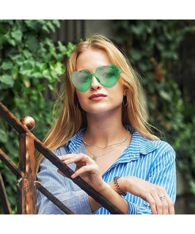 Heart Shape Sunglasses Party Sunglasses- Sunglasses Eyewear Accessory Eyewear - Green - CI1933A002R $6.01 Rimless