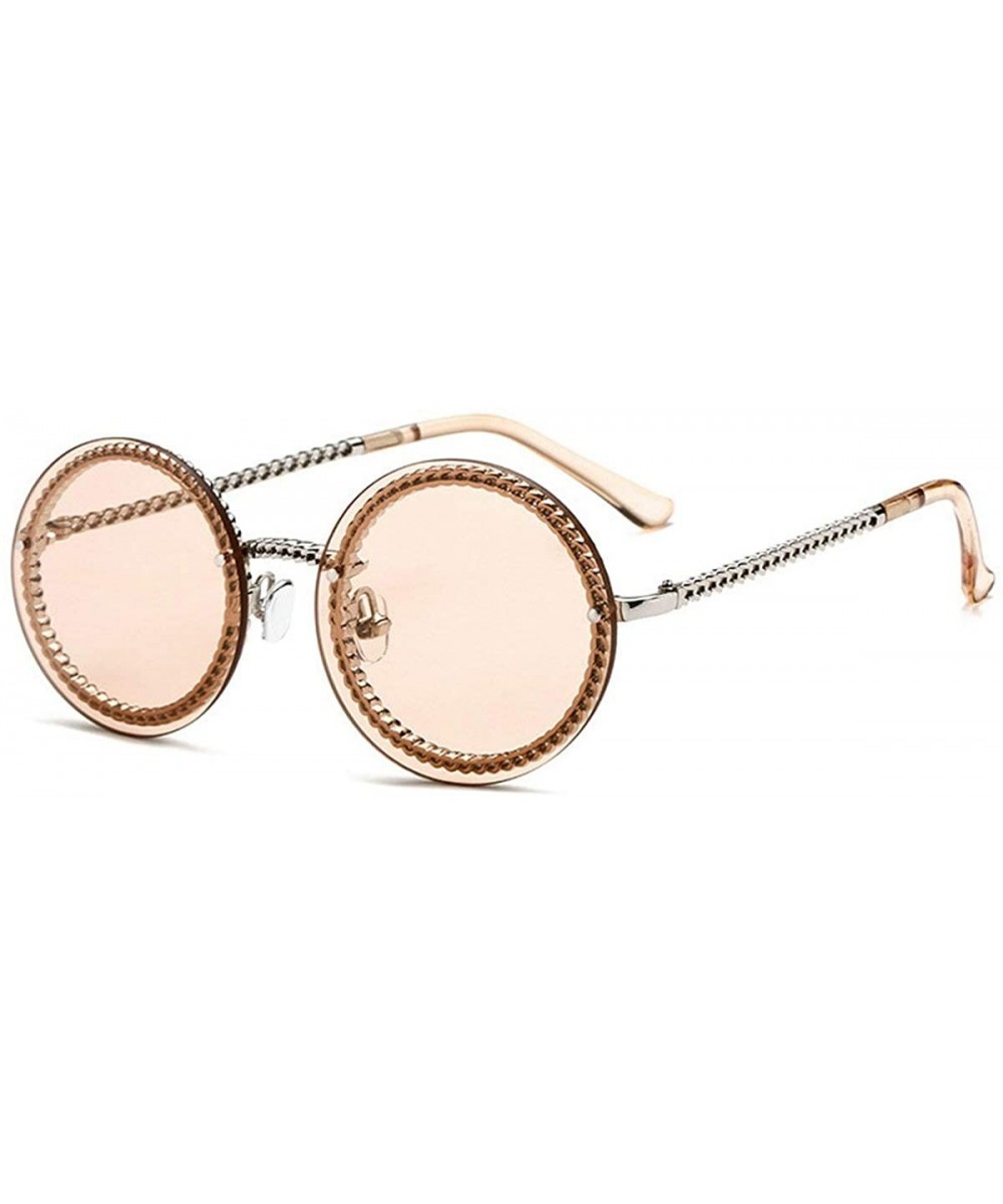 Fashion Round Sunglasses Lady Vintage Metal Frame Gradient Sun Glasses UV400 - C4 - CI18RH697CZ $7.63 Round