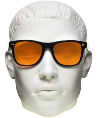 Blue Light Blocker Glasses Sleep Better Computer Screen Orange Amber - Brooklyn / Black - C3197WRQUZE $15.82 Aviator