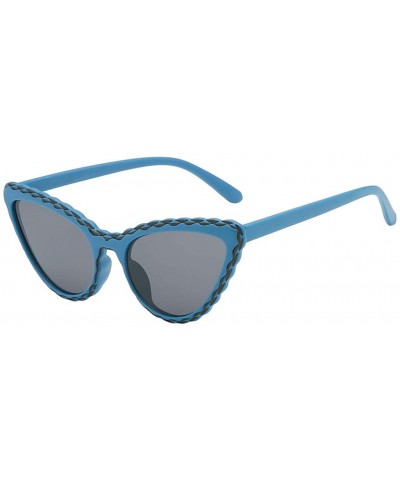 Women's Fashion Cat Eye Shade Sunglasses Integrated Stripe Vintage Glasses - B - C718RYYDOUX $6.15 Cat Eye