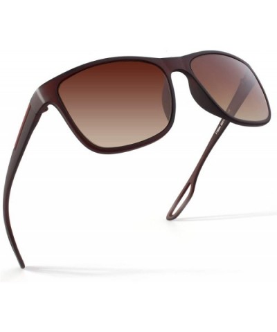 Rectangle Sunglasses For Men Women Retro Style UV400 Driving Sun Glasses - Matte Brown Frame Gradient Brown Lens - C318N0I2EC...