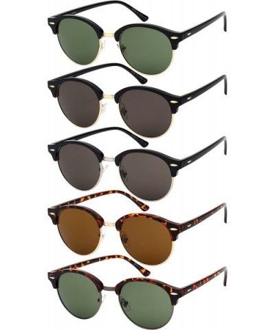 Classic Half Frame Horned Rim Sunglasses 541042-SD - Demi - CI12JK8GQWP $6.23 Round