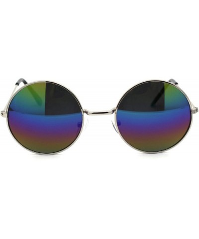 Oil Slick Rusta Mirror Classic Snug Hippie Circle Lens Metal Rim Sunglasses - Silver - CR18ZCN793Y $5.99 Round