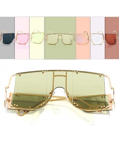 Oversized Fashion Sunglasses Glasses - Green - C918ZUWR3HH $14.31 Square