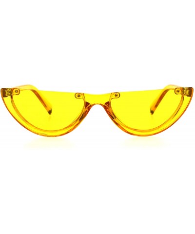 Womens Cropped Flat Top Retro Cat Eye Fashion Sunglasses - Yellow - CZ18HG209Q7 $5.81 Cat Eye