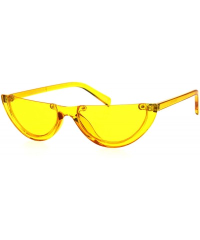 Womens Cropped Flat Top Retro Cat Eye Fashion Sunglasses - Yellow - CZ18HG209Q7 $5.81 Cat Eye