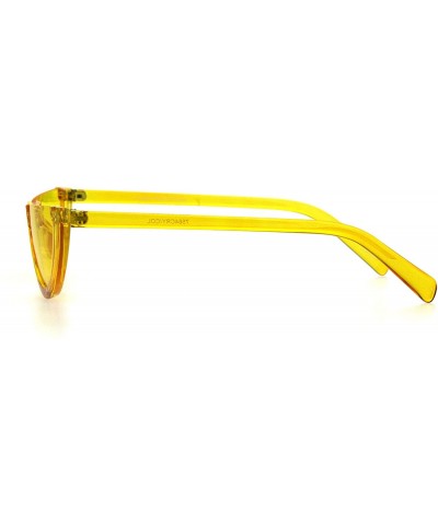 Womens Cropped Flat Top Retro Cat Eye Fashion Sunglasses - Yellow - CZ18HG209Q7 $5.81 Cat Eye