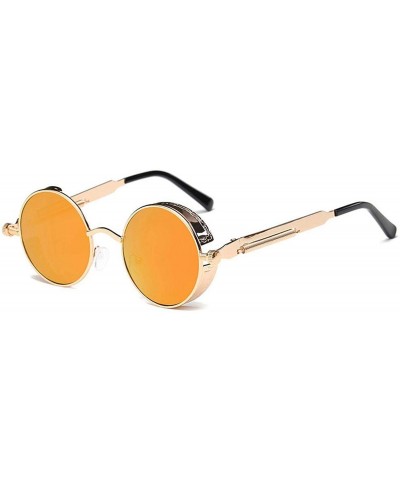 Metal Round Steampunk Sunglasses Men Women Fashion Glasses Er Retro Frame Vintage UV400 - 7 - CP199CH6N4X $24.49 Oval