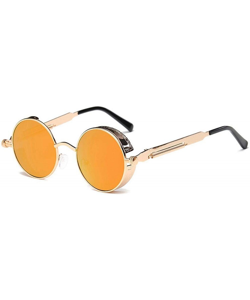 Metal Round Steampunk Sunglasses Men Women Fashion Glasses Er Retro Frame Vintage UV400 - 7 - CP199CH6N4X $24.49 Oval