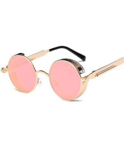 Metal Round Steampunk Sunglasses Men Women Fashion Glasses Er Retro Frame Vintage UV400 - 7 - CP199CH6N4X $24.49 Oval