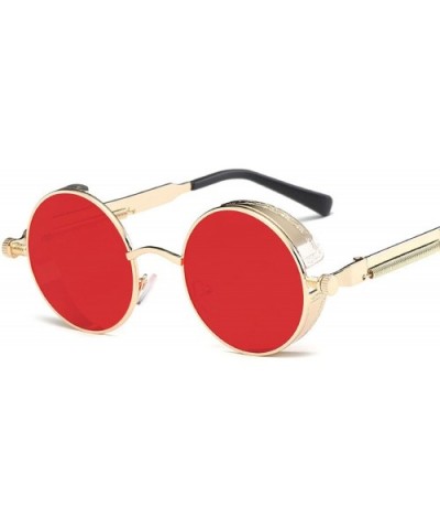 Metal Round Steampunk Sunglasses Men Women Fashion Glasses Er Retro Frame Vintage UV400 - 7 - CP199CH6N4X $24.49 Oval