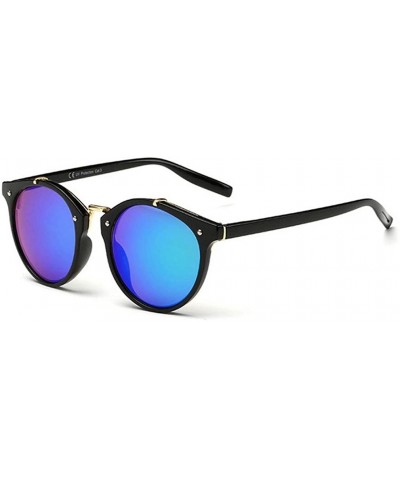 Women Vintage Mirror UV400 Round Sunglasses Eyewear Retro Sun Glasses - Black Green - C417AZNK392 $7.17 Semi-rimless