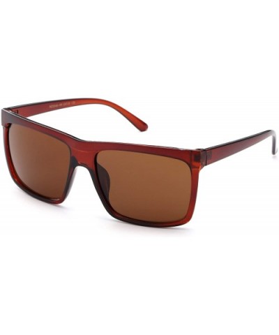 Fashion Squared Sleek Simple Sunglasses - Brown - CP119ZK50N5 $7.35 Wayfarer