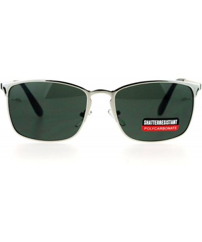 Fashion Unisex Sunglasses Classic Metal Rectangular Frame UV 400 - Silver (Green) - CE184W5S9XN $9.59 Rectangular