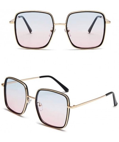 Oversized Sunglasses for Women Square Glasses UV400 Outdoor Sun Protection Glasses-7 Colors - Gold&blue Pink - CZ18QQ2KK9G $9...
