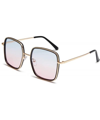 Oversized Sunglasses for Women Square Glasses UV400 Outdoor Sun Protection Glasses-7 Colors - Gold&blue Pink - CZ18QQ2KK9G $9...