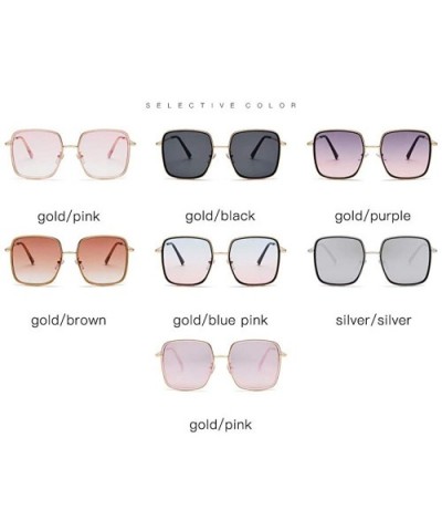 Oversized Sunglasses for Women Square Glasses UV400 Outdoor Sun Protection Glasses-7 Colors - Gold&blue Pink - CZ18QQ2KK9G $9...