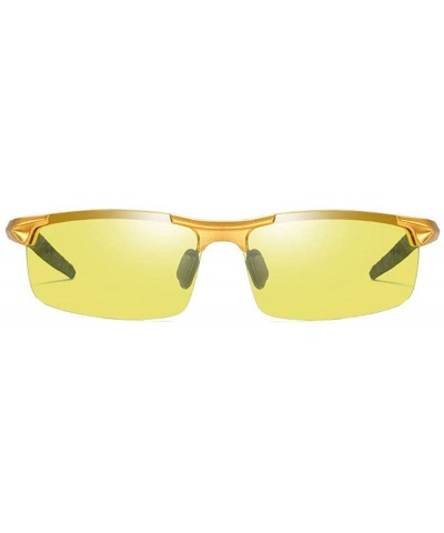 Night Vision Sunglasses Polarized Photochromic Lens Men Driving Mirror Half Frame Goggle - Gold - CQ18U45IX5Q $11.49 Square