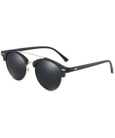 Unique round Polarized Sunglasses Men Women Fashion Driving Sunglasses Vintage - Sand Black/Black - CV1855HNMII $7.22 Round